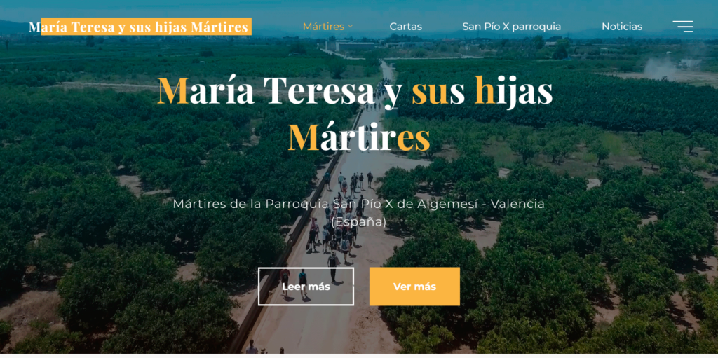 María Teresa y sus hijas mártires - captura pantalla de la web