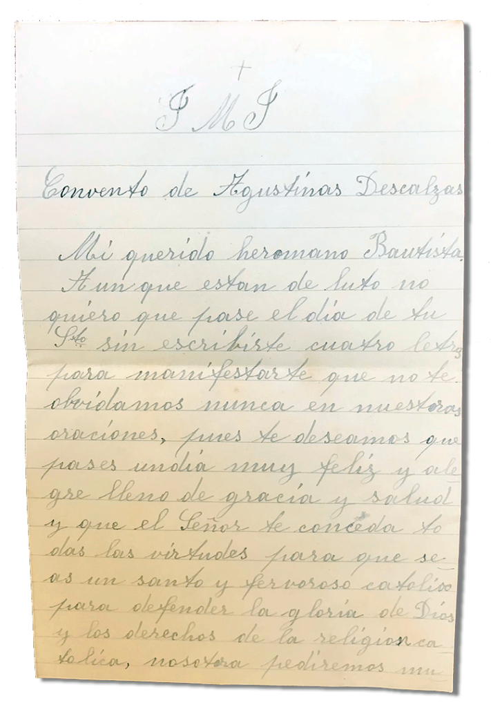 María Teresa y sus Hijas Mártires - Parroquia San Pio X de Algemesí Valencia - de Sor Josefa de la Purificación Masiá a su hermano Bautista 1932 23 junio