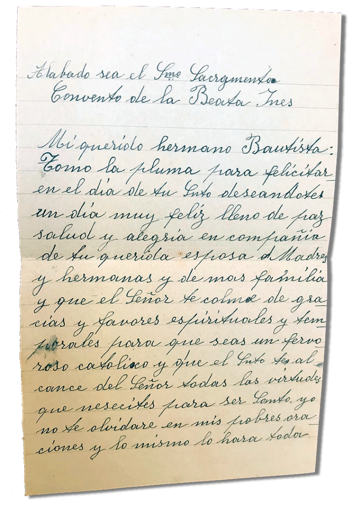 María Teresa y sus Hijas Mártires - Parroquia San Pio X de Algemesí Valencia - de Sor Josefa de la Purificación Masiá a su hermano Bautista 1933 22 junio