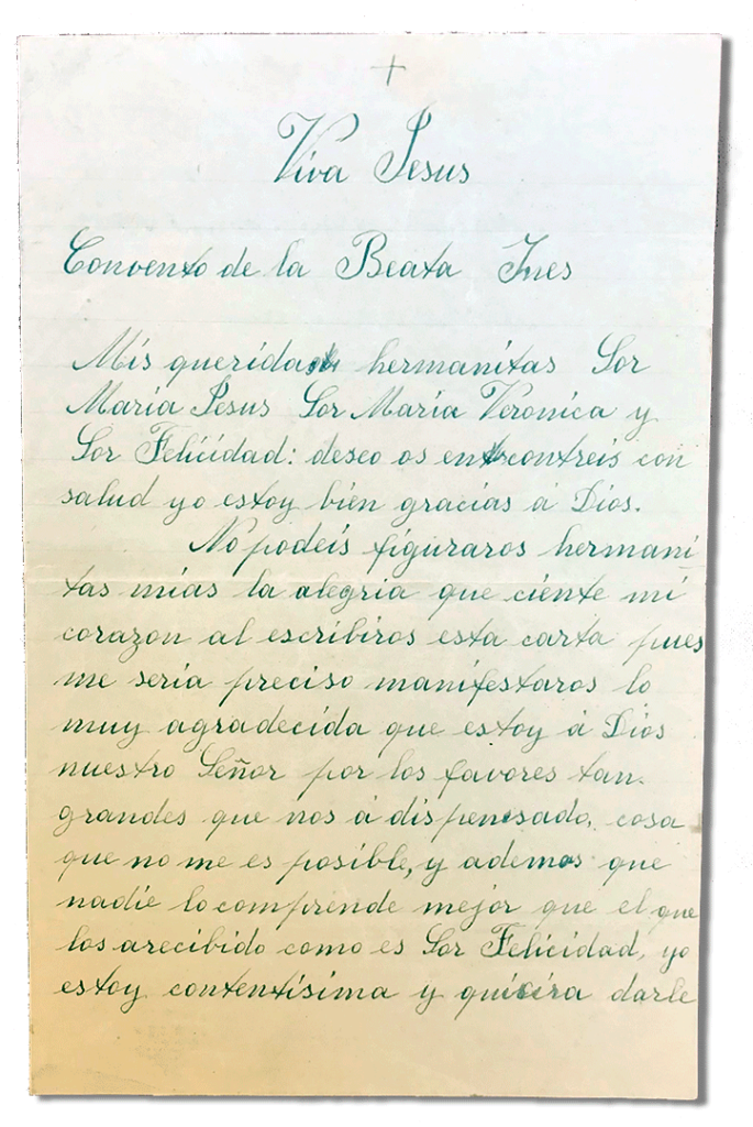 María Teresa y sus Hijas Mártires - Parroquia San Pio X de Algemesí Valencia - de Sor Josefa de la Purificación Masiá a sus hermanitas 1925 19 diciembre