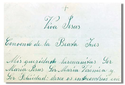 María Teresa y sus Hijas Mártires - Parroquia San Pio X de Algemesí Valencia - de Sor Josefa de la Purificación Masiá a sus hermanitas 1925 19 diciembre