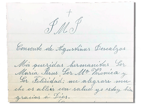 María Teresa y sus Hijas Mártires - Parroquia San Pio X de Algemesí Valencia - de Sor Josefa de la Purificación Masiá a sus hermanitas 1923 24 diciembre