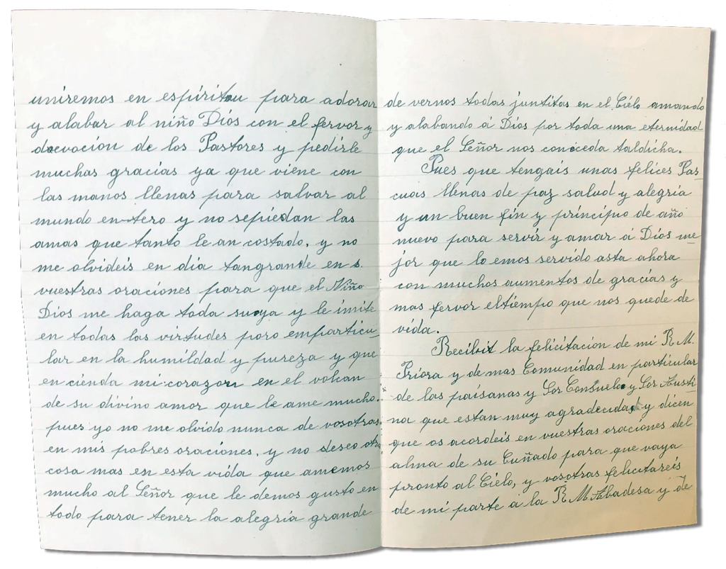 María Teresa y sus Hijas Mártires - Parroquia San Pio X de Algemesí Valencia - de Sor Josefa de la Purificación Masiá a sus hermanitas 1923 24 diciembre