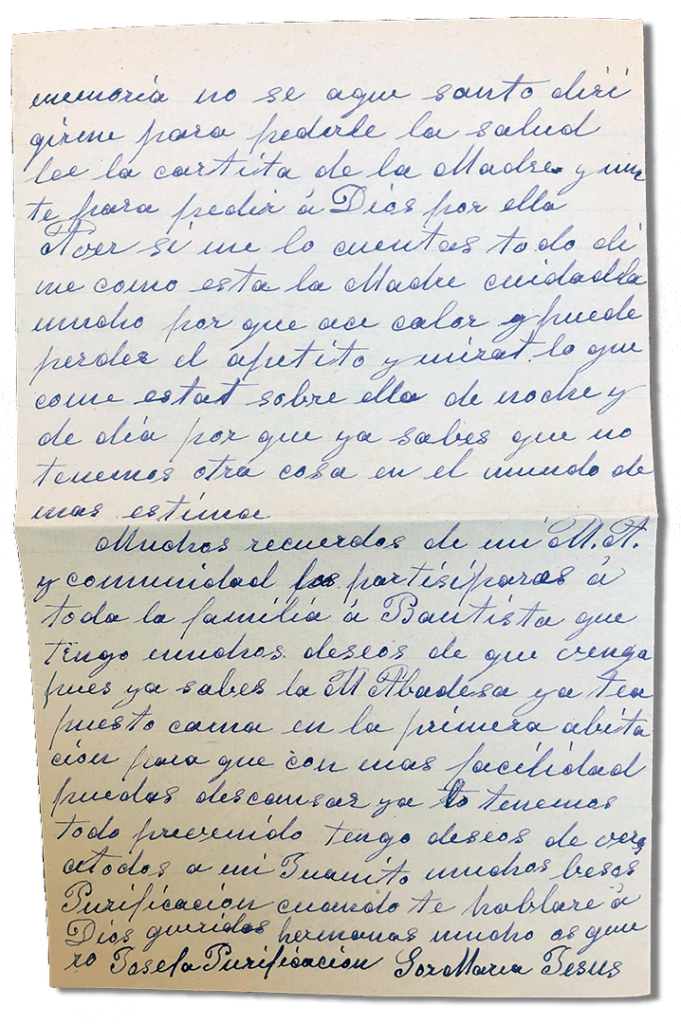 María Teresa y sus Hijas Mártires - Parroquia San Pio X de Algemesí Valencia - de Sor María Jesús Masiá a su hermanita Josefa 1936 marzo junio