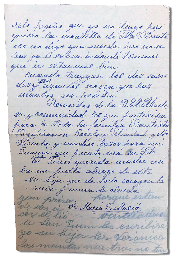 María Teresa y sus Hijas Mártires - Parroquia San Pio X de Algemesí Valencia - de Sor María Jesús Masiá a su madre y hermanos 1936 11 junio