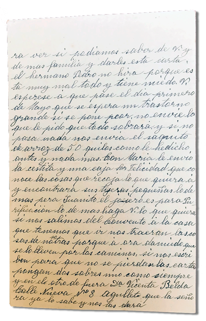 María Teresa e le sue figlie martiri - Parrocchia San Pio X di Algemesí Valencia - da suor María Verónica Masiá a madre e sorelle 1936 21 aprile