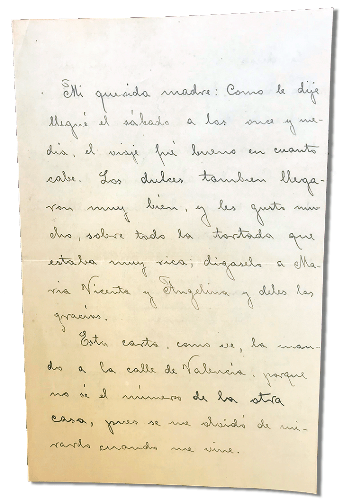 María Teresa y sus Hijas Mártires - Parroquia San Pio X de Algemesí Valencia - Carta de Fray Serafín a su madre 1931