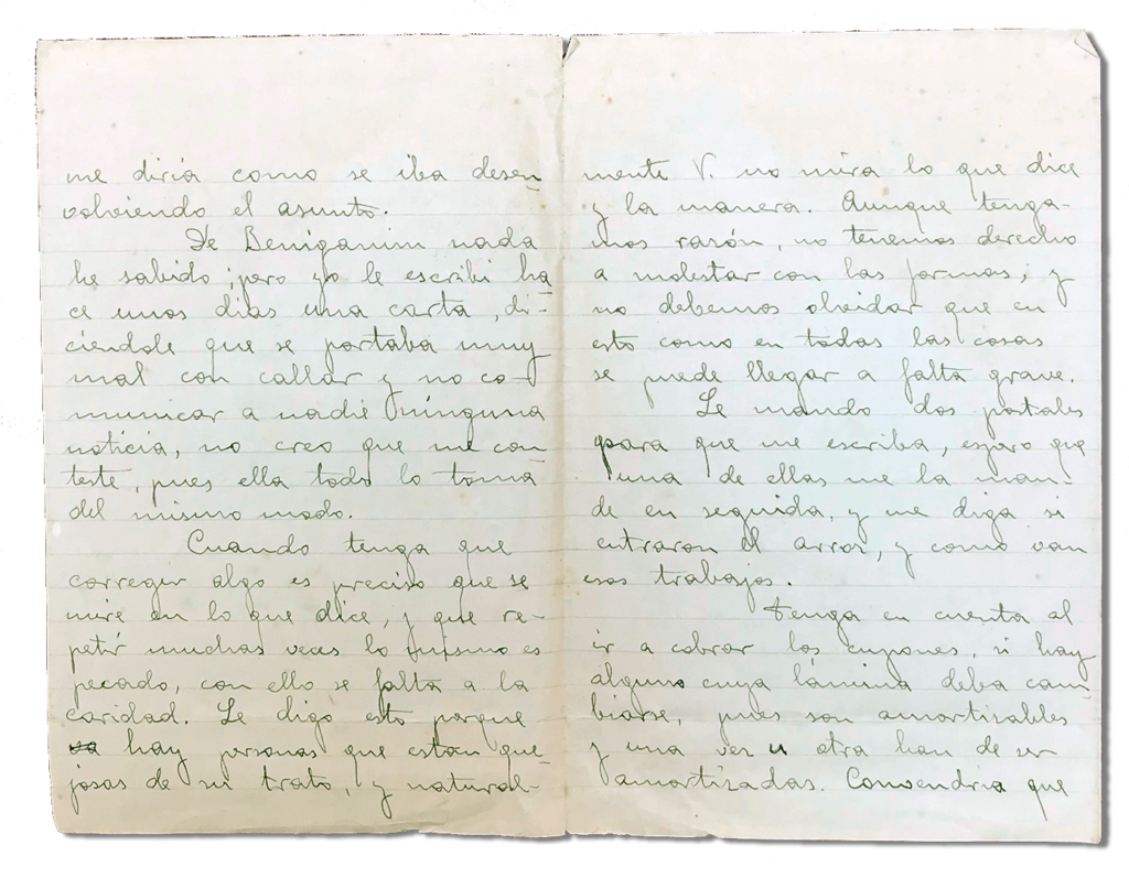 María Teresa y sus Hijas Mártires - Parroquia San Pio X de Algemesí Valencia - Carta de Fray Serafín a su madre 1935 19 septiembre