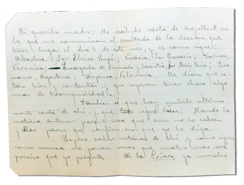 María Teresa y sus Hijas Mártires - Parroquia San Pio X de Algemesí Valencia - Carta de Fray Serafín a su madre 1936 12 junio