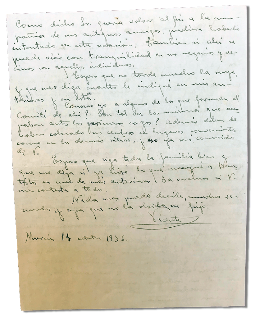 María Teresa y sus Hijas Mártires - Parroquia San Pio X de Algemesí Valencia - Carta de Fray Serafín a su madre 1936 14 octubre