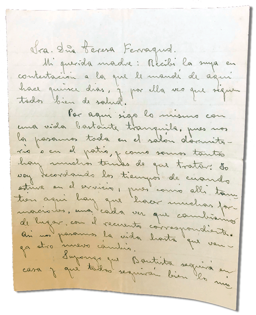 María Teresa y sus Hijas Mártires - Parroquia San Pio X de Algemesí Valencia - Carta de Fray Serafín a su madre 1936 31 agosto