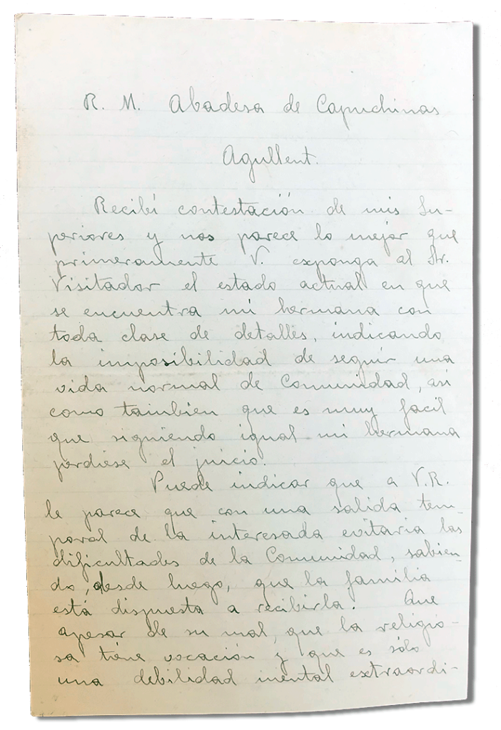 María Teresa y sus Hijas Mártires - Parroquia San Pio X de Algemesí Valencia - Carta de Fray Serafín a sus hermanas 1936 4 septiembre