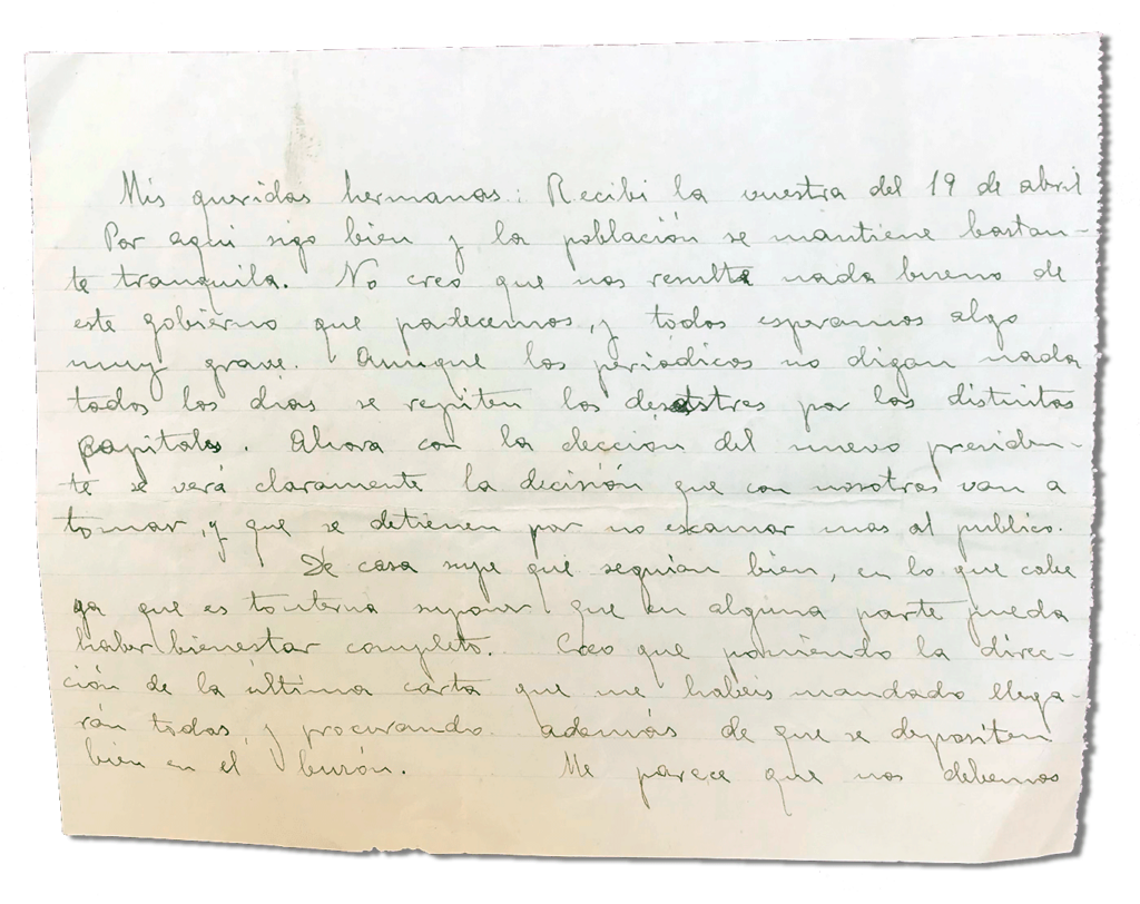 María Teresa y sus Hijas Mártires - Parroquia San Pio X de Algemesí Valencia - Carta de Fray Serafín a sus hermanas 1936 4 septiembre