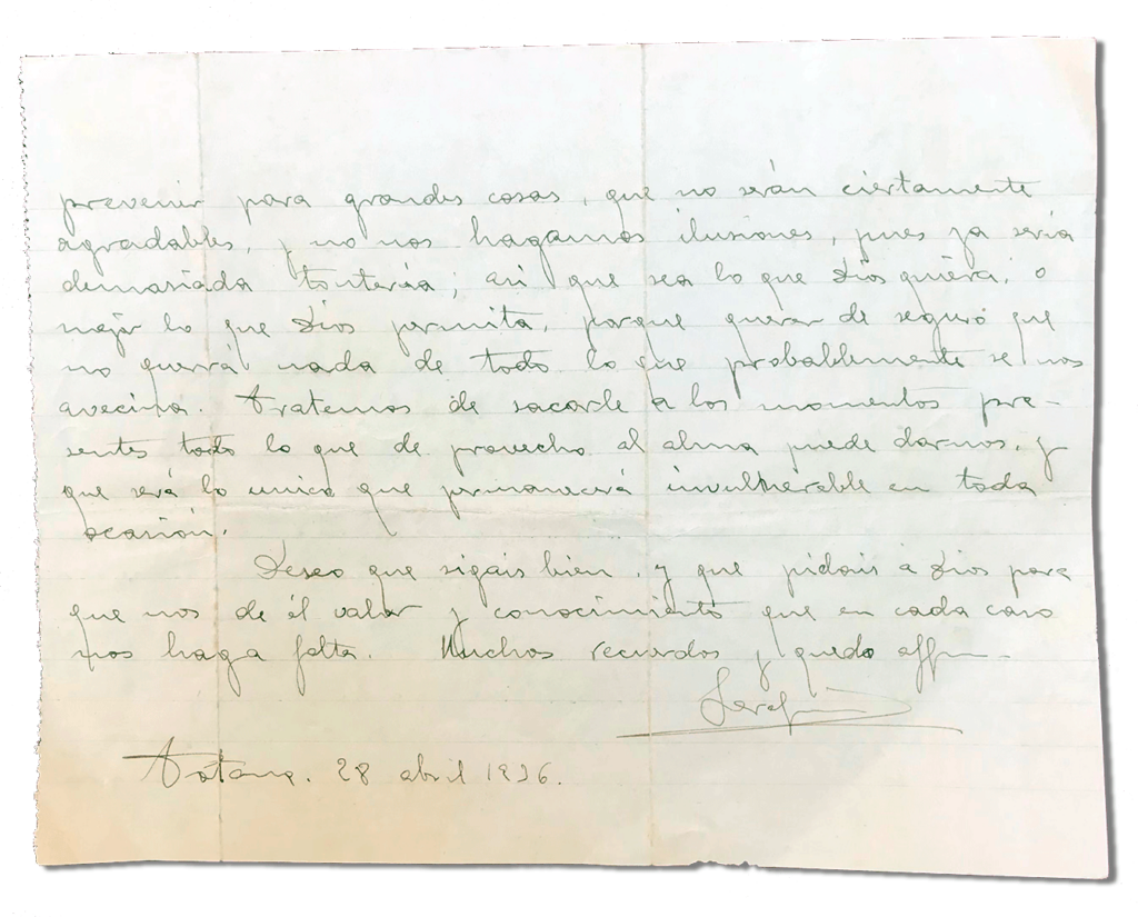 María Teresa y sus Hijas Mártires - Parroquia San Pio X de Algemesí Valencia - Carta de Fray Serafín a sus hermanas 1936 4 septiembre