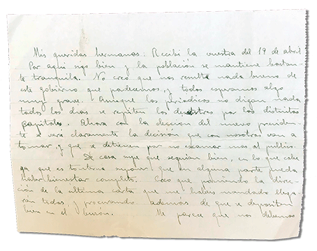 María Teresa y sus Hijas Mártires - Parroquia San Pio X de Algemesí Valencia - Carta de Fray Serafín a sus hermanas 1936 28 abril