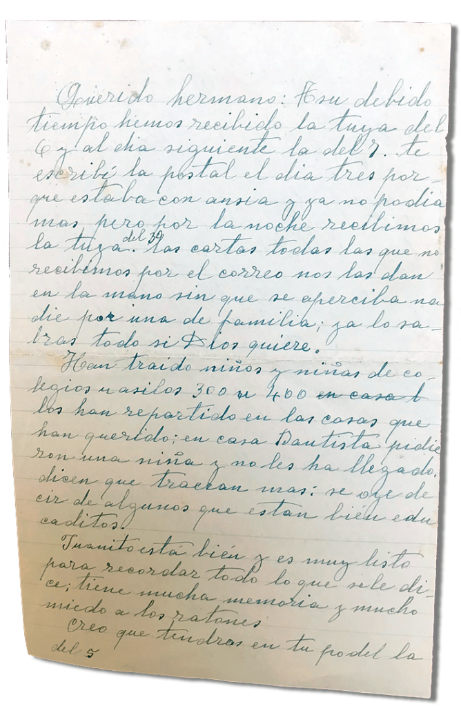 María Teresa y sus Hijas Mártires - Parroquia San Pio X de Algemesí Valencia - Carta de Felicidad Masiá a su hermano Fray Serafin octubre 1936