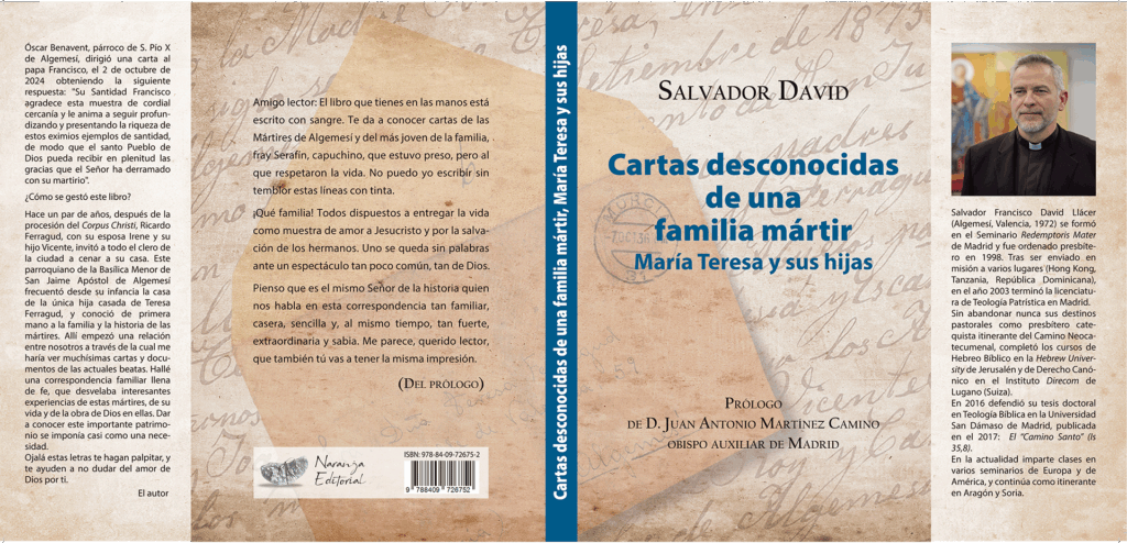 María Teresa y sus hijas mártires - Parroquia San Pio X Algemesí Valencia España - Libro Cartas desconocidas de una familia mártir por Salvador David - portada